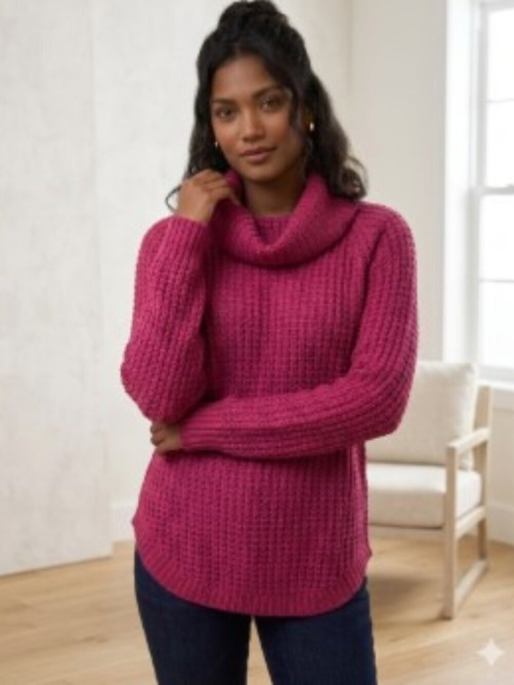 RUE21 PINK CANDY COWL NECK TUNIC SWEATER MEDIUM NWT